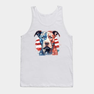 Patriotic Pup Pit Bull Red White and Blue 4th of July Tank Top